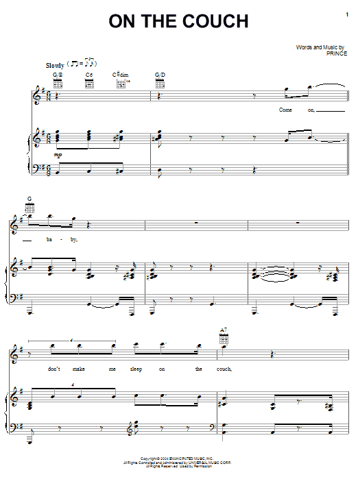 Prince On The Couch Sheet Music