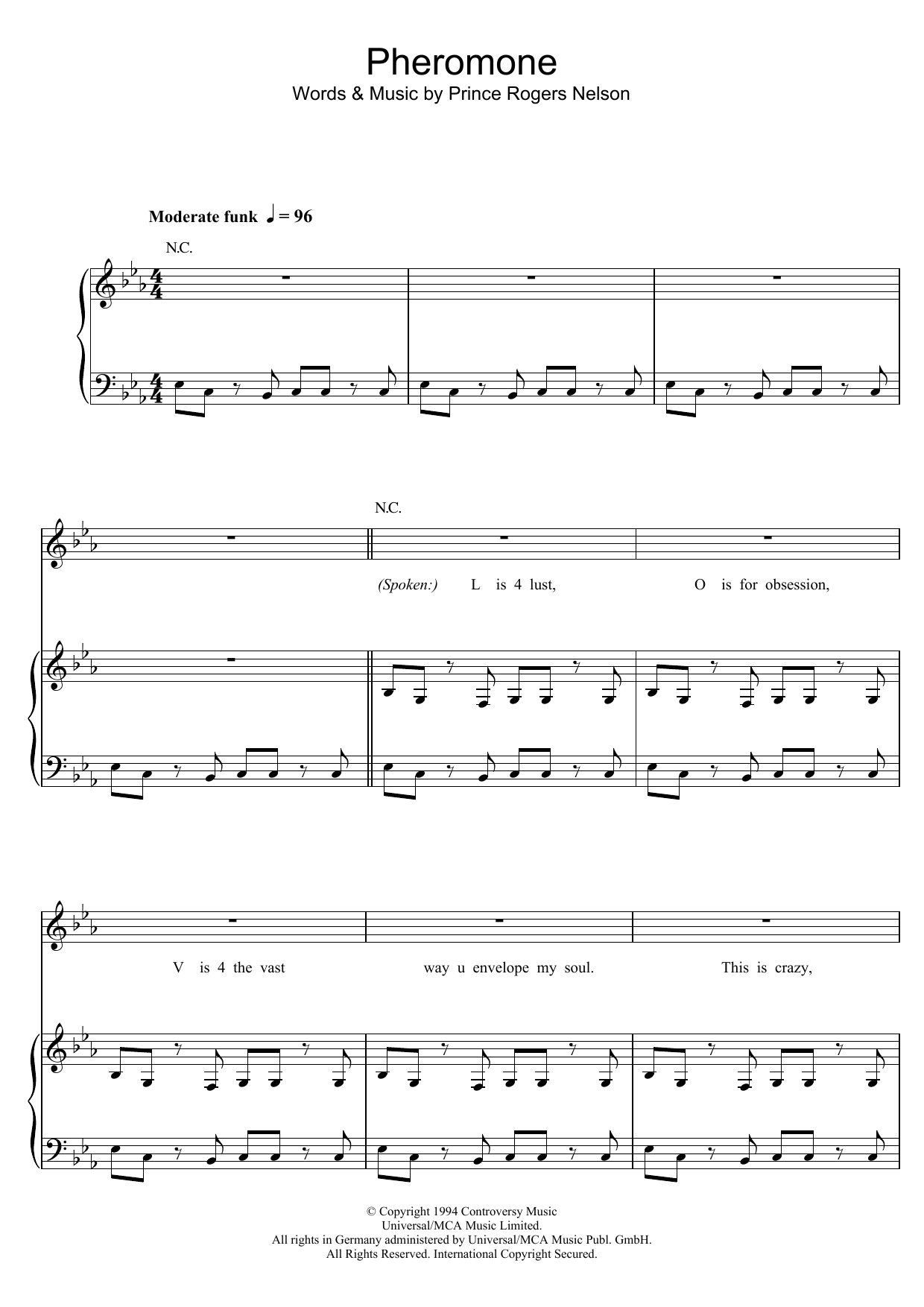 Prince Pheromone Sheet Music