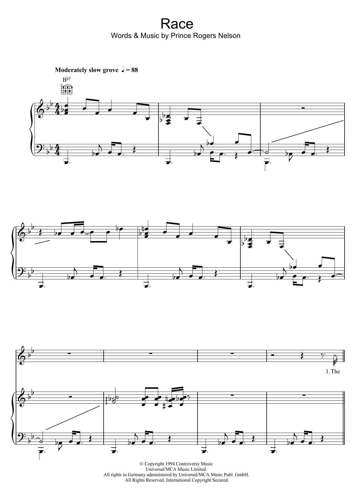 Prince Race Sheet Music