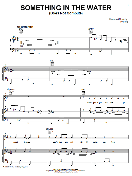 Prince Something In The Water (Does Not Compute) Sheet Music