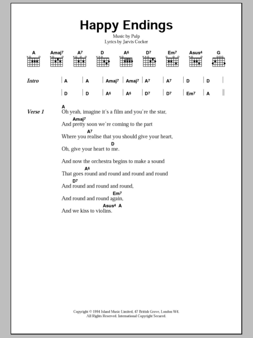 Pulp Happy Endings Sheet Music