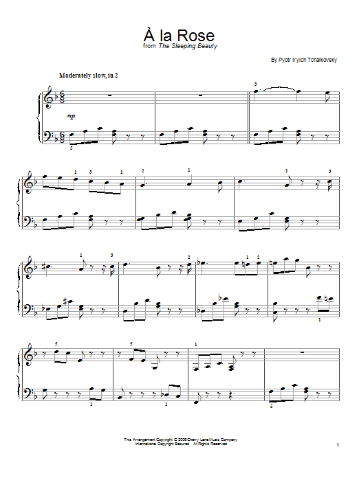 Pyotr Ilyich Tchaikovsky Adagio 'A La Rose' Sheet Music