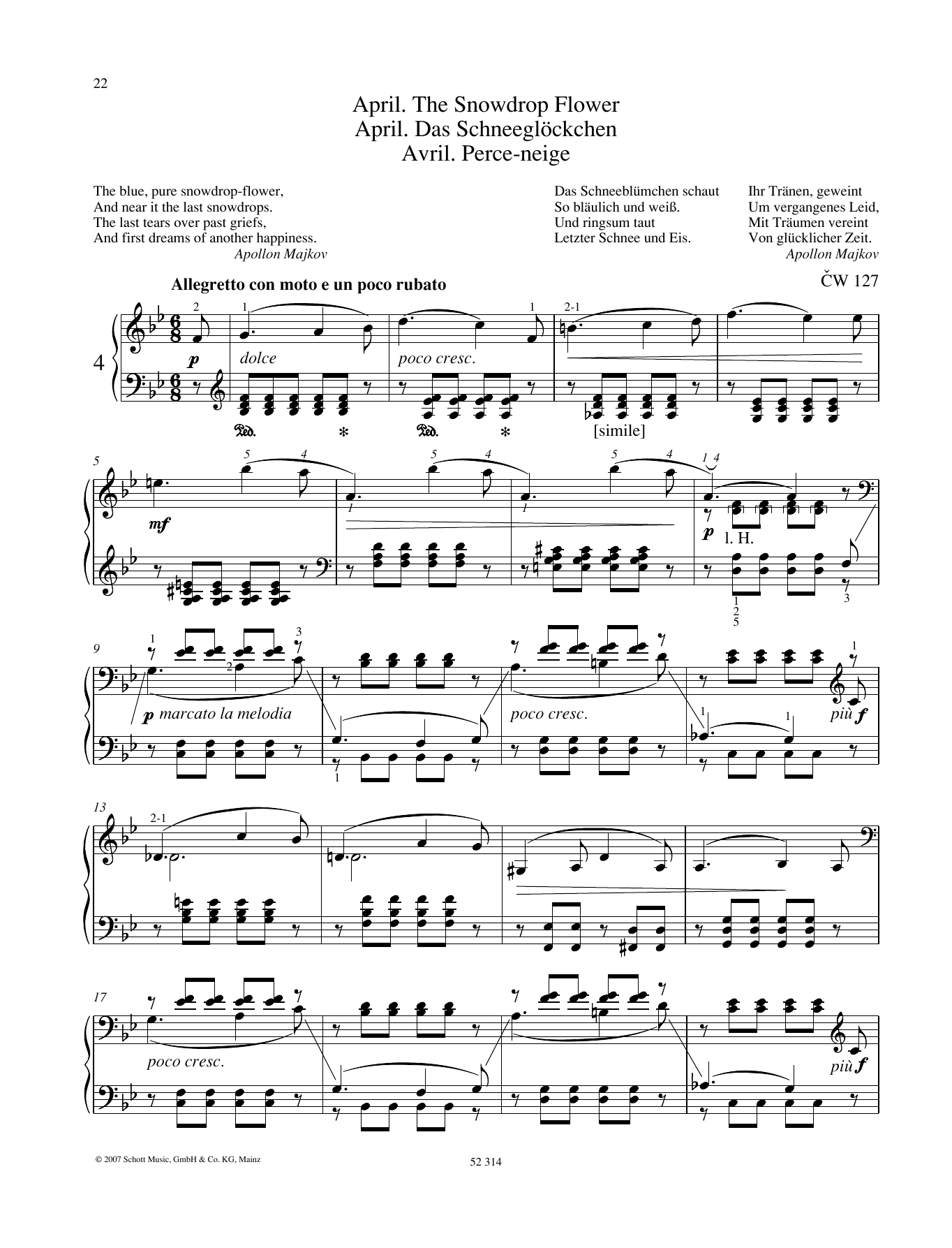 Pyotr Il'yich Tchaikovsky April Sheet Music