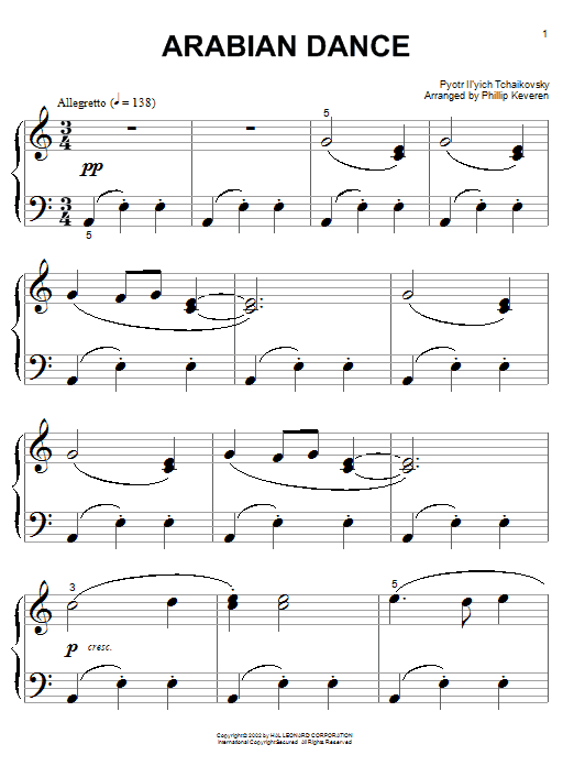 Pyotr Il'yich Tchaikovsky Arabian Dance (Coffee) (arr. Phillip Keveren) Sheet Music