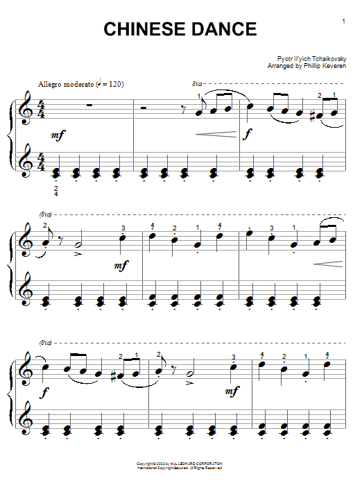 Pyotr Il'yich Tchaikovsky Chinese Dance (Tea) (arr. Phillip Keveren) Sheet Music