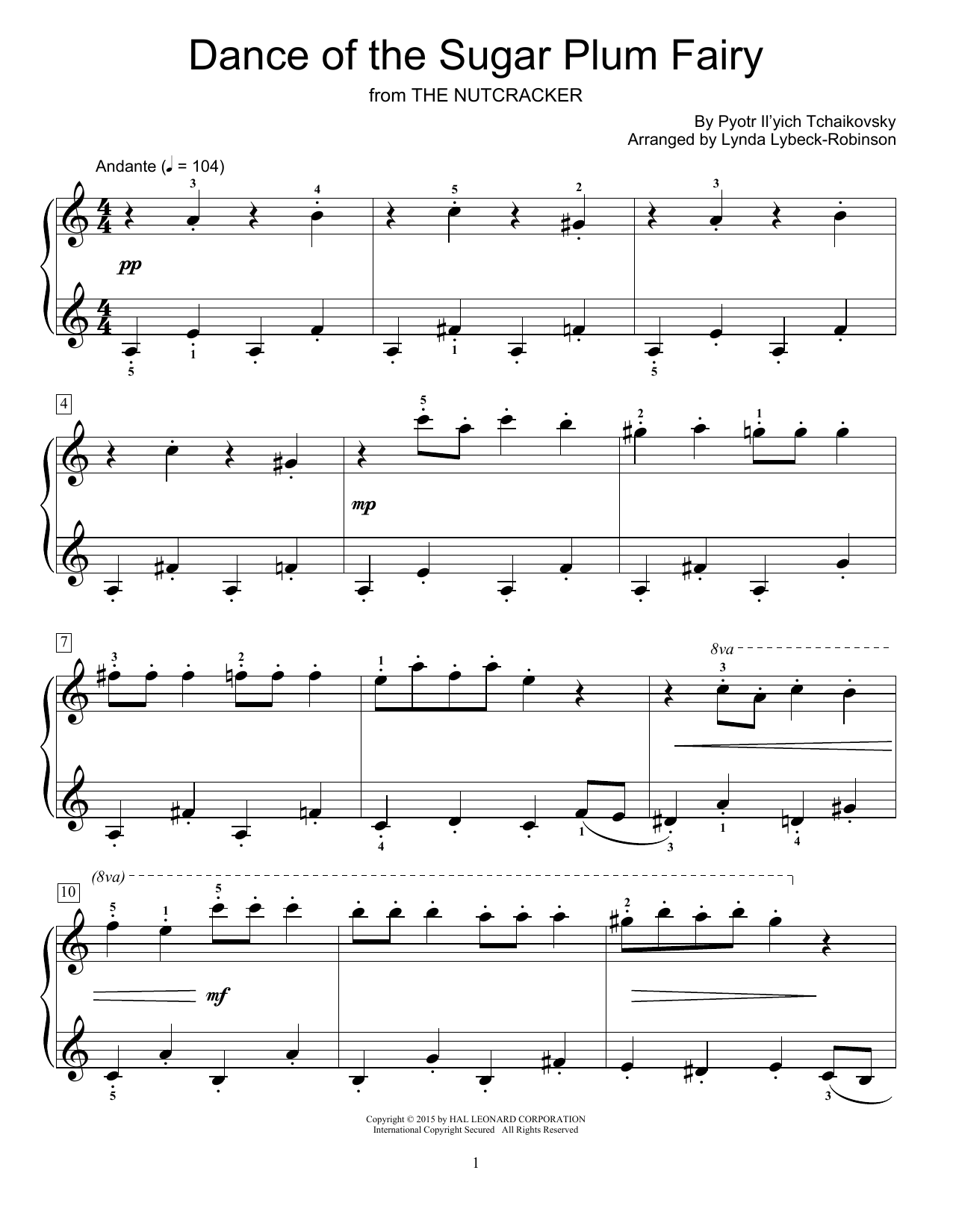 Pyotr Il'yich Tchaikovsky Dance Of The Sugar Plum Fairy (arr. Lynda Lybeck-Robinson) Sheet Music