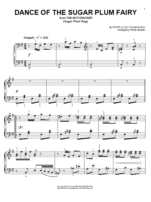 Pyotr Il'yich Tchaikovsky Dance Of The Sugar Plum Fairy [Ragtime version] (arr. Phillip Keveren) Sheet Music