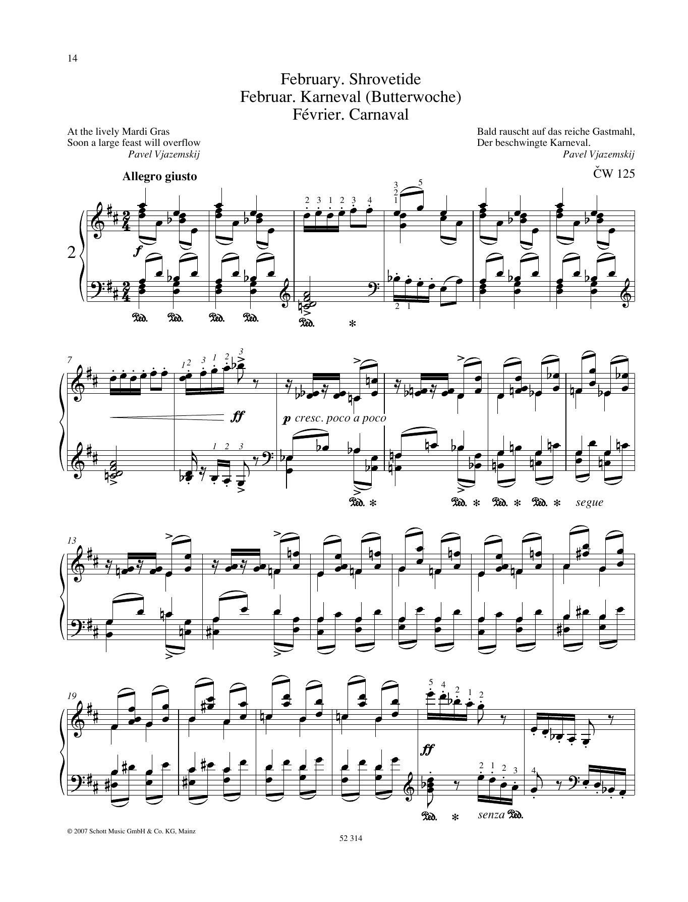 Pyotr Il'yich Tchaikovsky February Sheet Music
