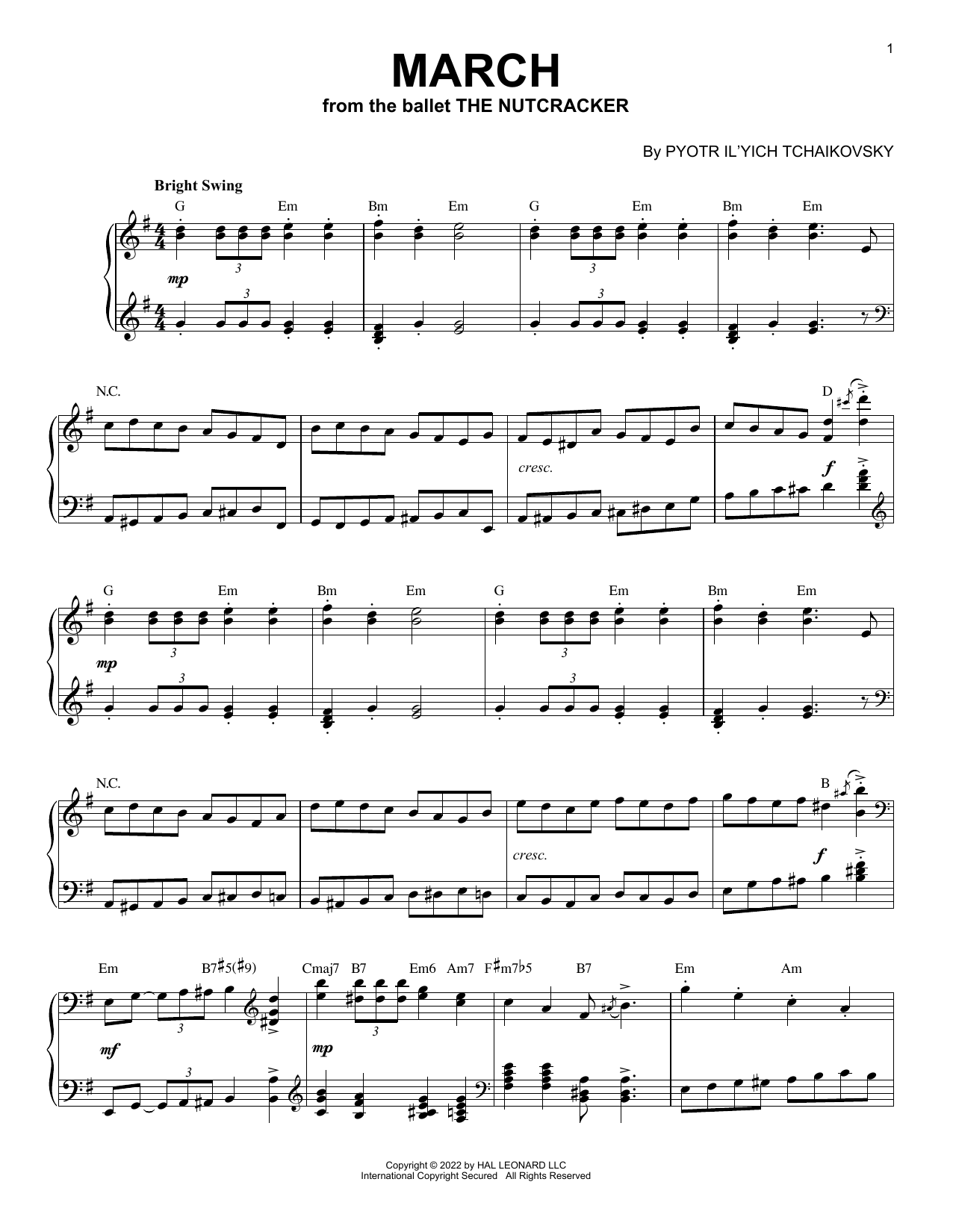 Pyotr Il'yich Tchaikovsky March, Op. 71a [Jazz version] (arr. Brent Edstrom) Sheet Music