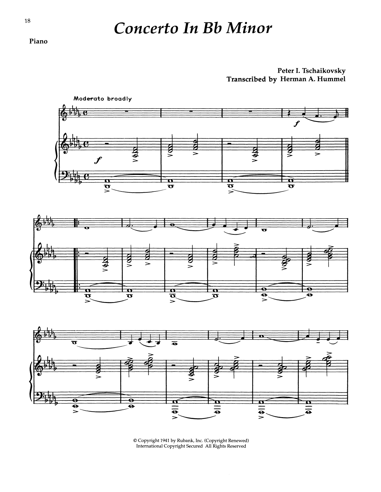 Pyotr Il'yich Tchaikovsky Piano Concerto No. 1 In B-Flat Major, Op. 23 Sheet Music