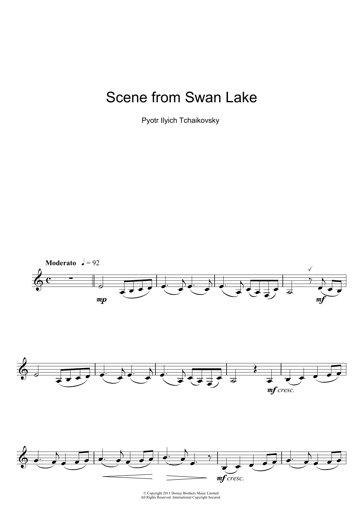 Pyotr Il'yich Tchaikovsky Scene from Swan Lake Sheet Music