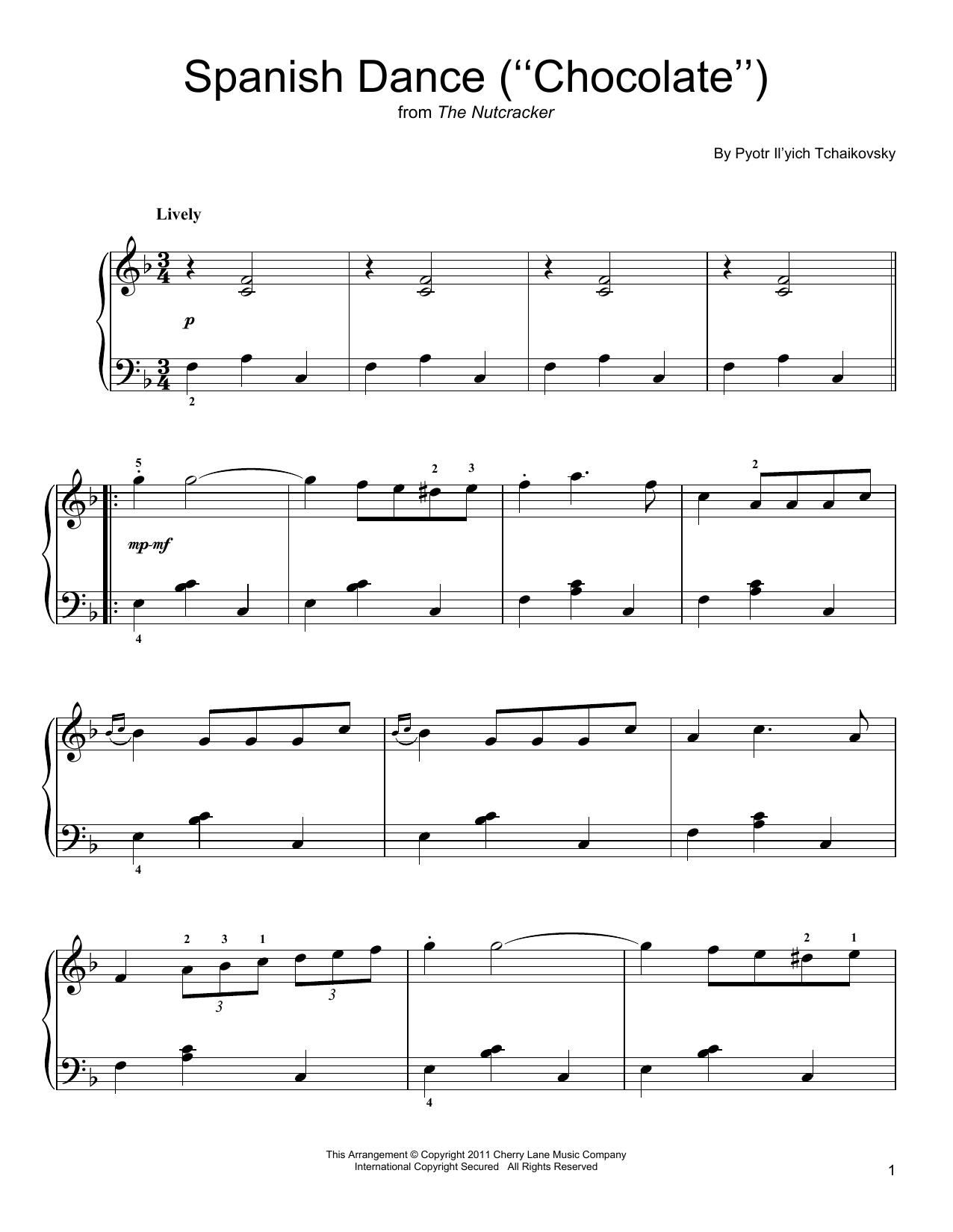 Pyotr Il'yich Tchaikovsky Spanish Dance Sheet Music