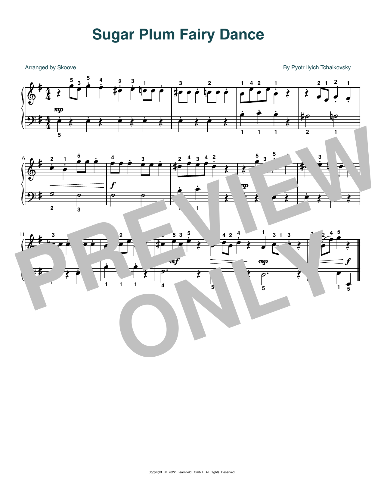 Pyotr Il'yich Tchaikovsky Sugar Plum Fairy Dance (arr. Skoove) Sheet Music