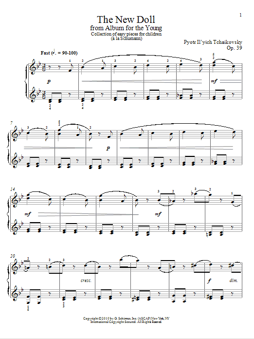 Pyotr Il'yich Tchaikovsky The New Doll Sheet Music