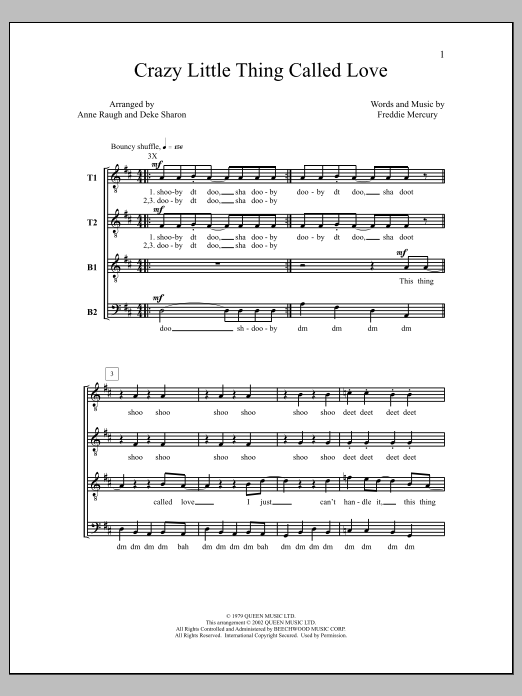 Queen Crazy Little Thing Called Love (arr. Deke Sharon) Sheet Music