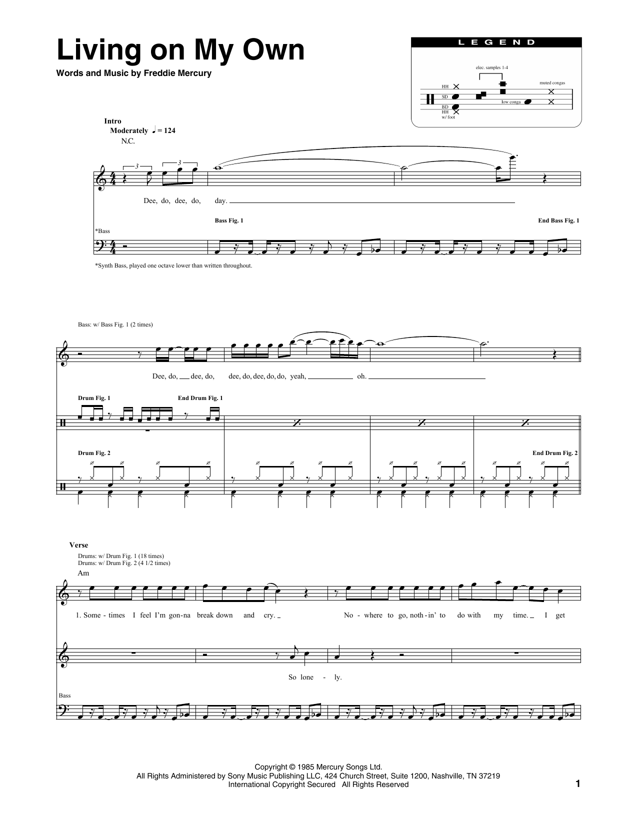 Queen Living On My Own Sheet Music