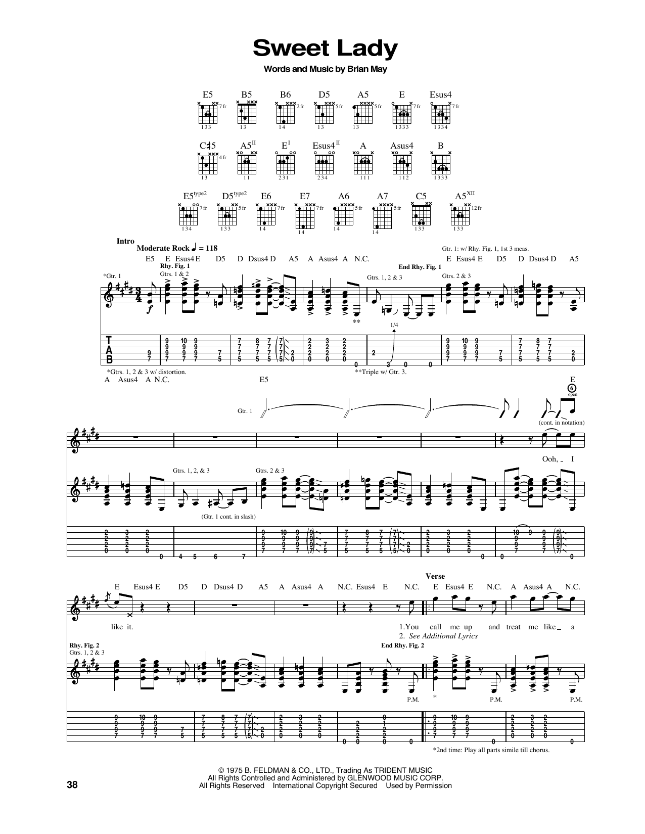 Queen Sweet Lady Sheet Music