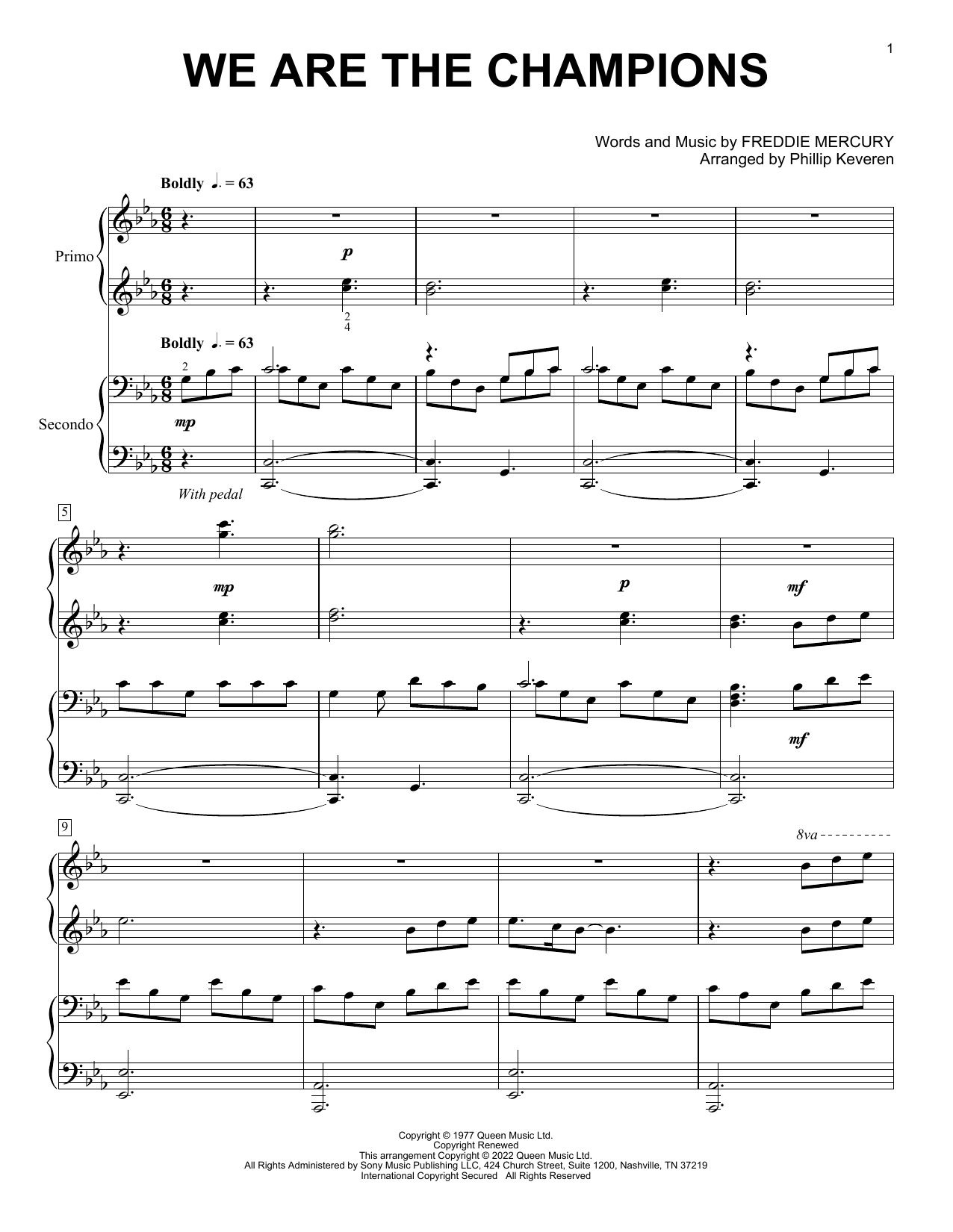 Queen We Are The Champions (arr. Phillip Keveren) Sheet Music