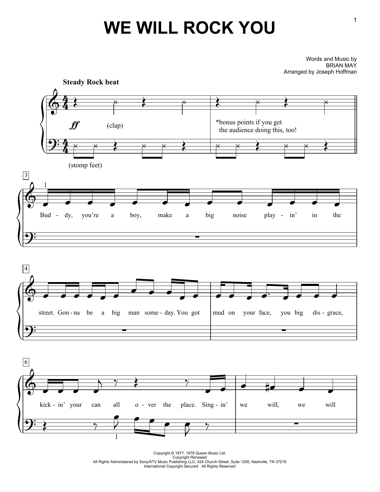 Queen We Will Rock You (arr. Joseph Hoffman) Sheet Music