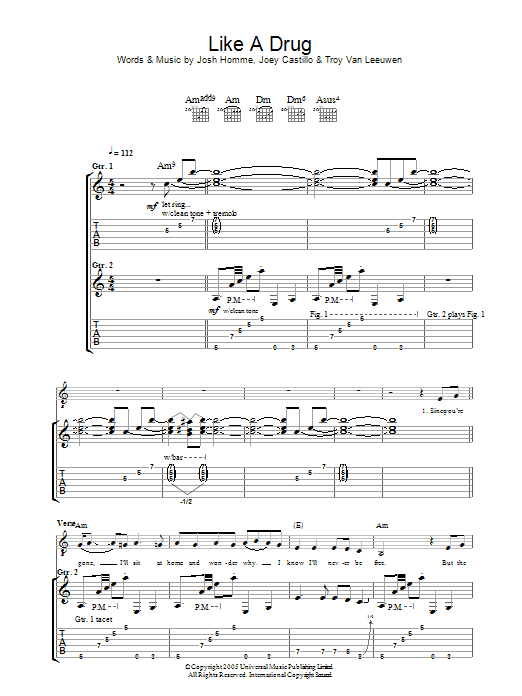 Queens Of The Stone Age Like A Drug Sheet Music