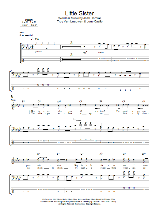 Queens Of The Stone Age Little Sister Sheet Music