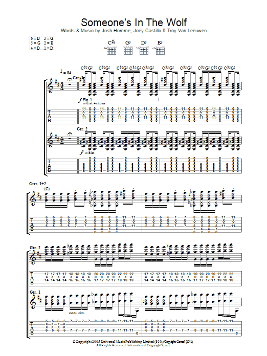 Queens Of The Stone Age Someone's In The Wolf Sheet Music