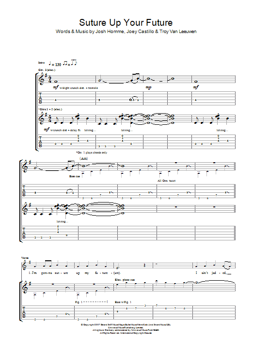 Queens Of The Stone Age Suture Up Your Future Sheet Music