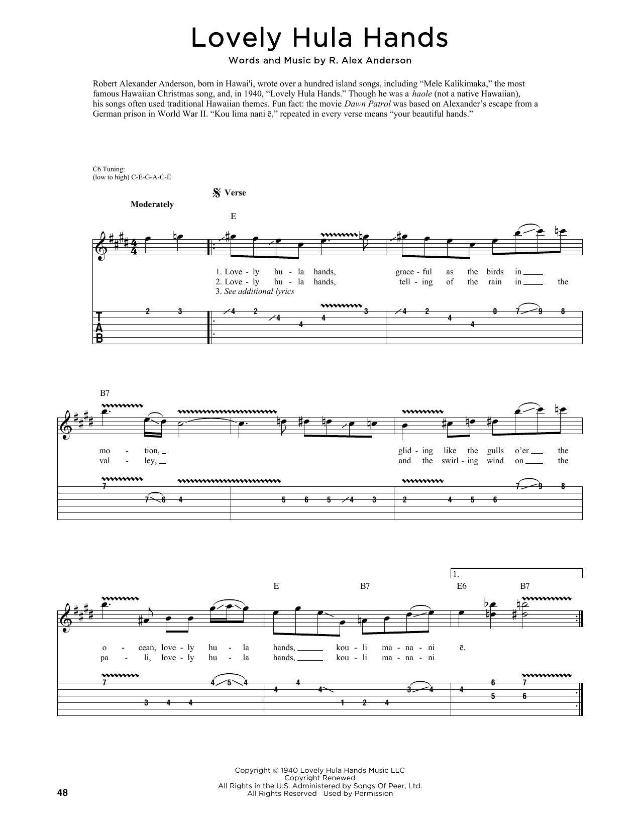R. Alex Anderson Lovely Hula Hands (arr. Fred Sokolow) Sheet Music