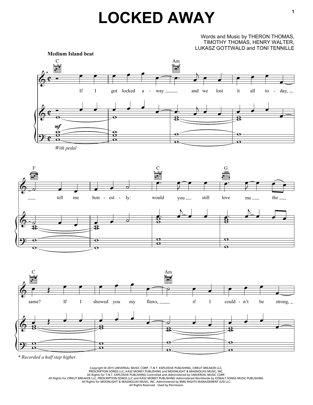 R. City feat. Adam Levine Locked Away Sheet Music