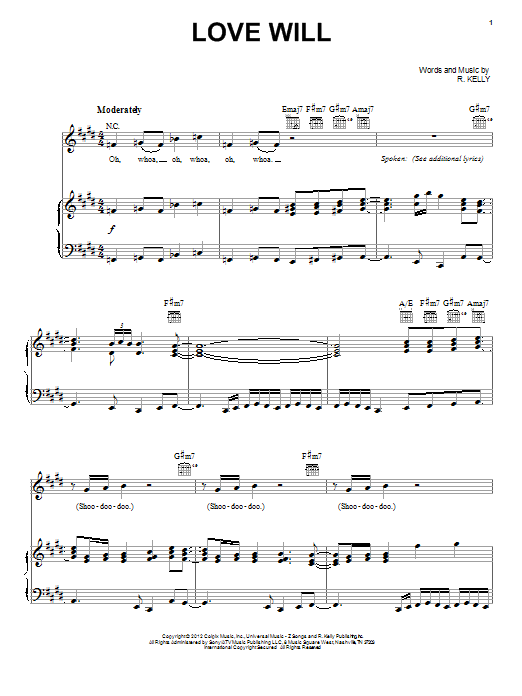 R. Kelly Love Will Sheet Music