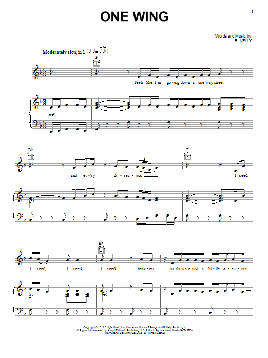 R. Kelly One Wing Sheet Music