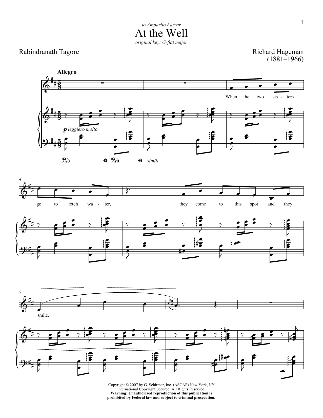 Rabindranath Tagore At The Well Sheet Music