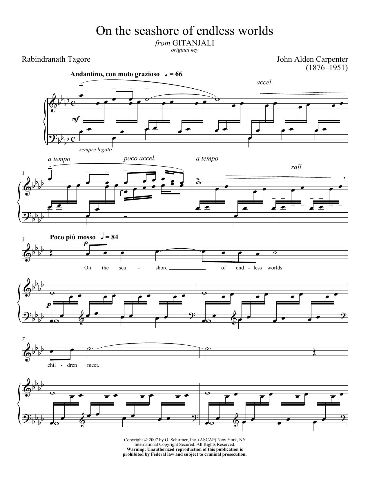 Rabindranath Tagore On The Seashore Of Endless Worlds Sheet Music