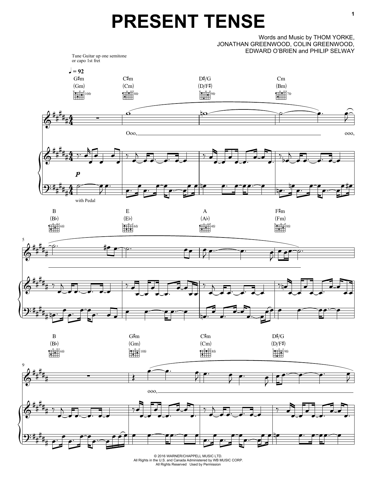 Radiohead Present Tense Sheet Music
