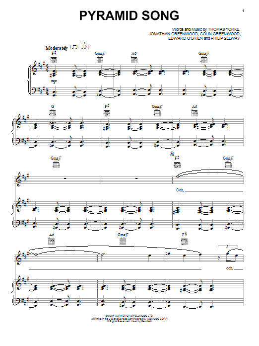 Radiohead Pyramid Song Sheet Music
