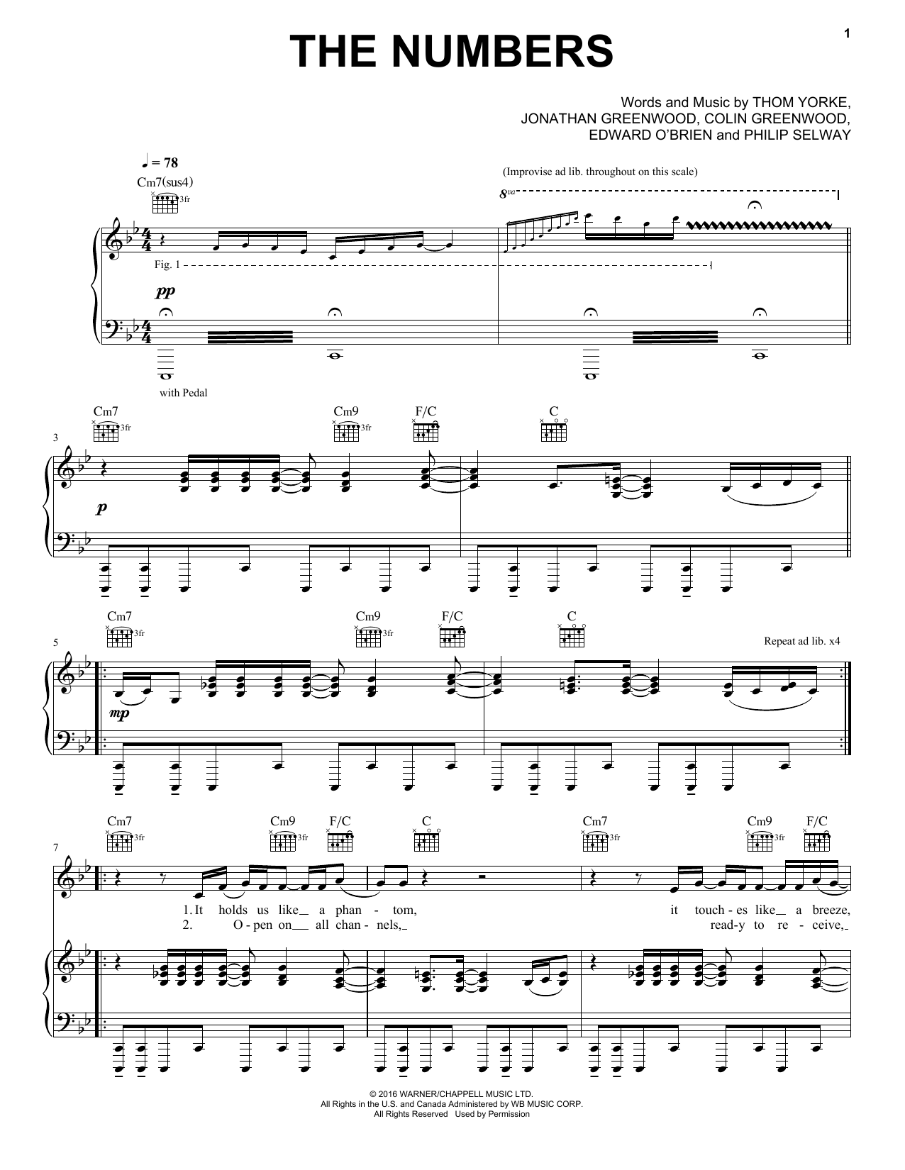 Radiohead The Numbers Sheet Music