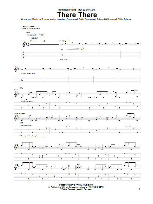 Radiohead There There Sheet Music