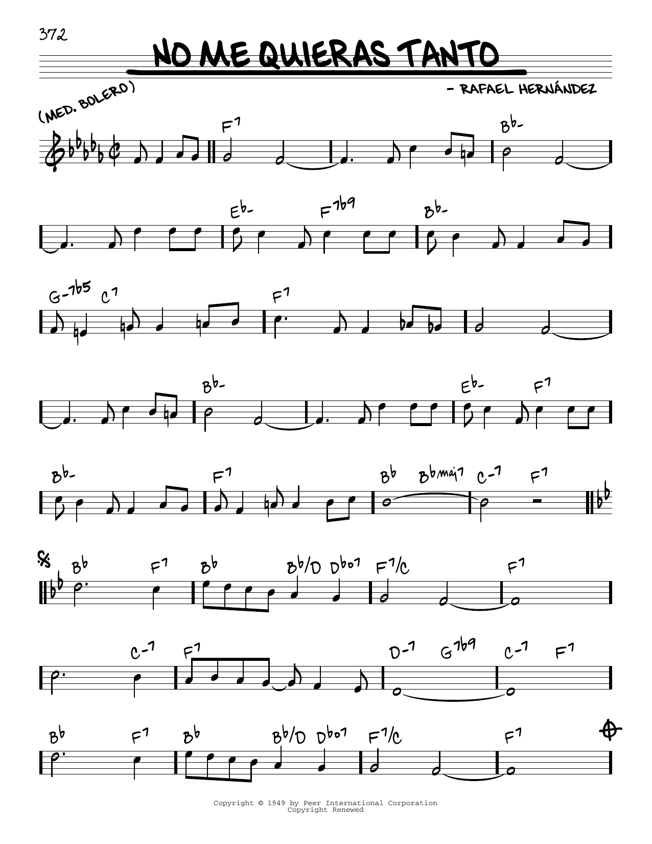 Rafael Hernandez No Me Quieras Tanto Sheet Music