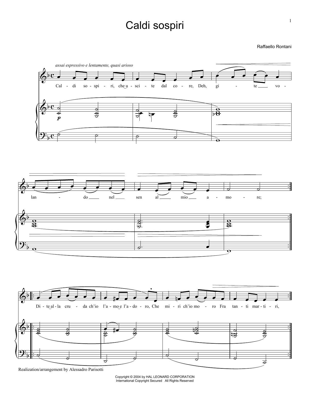 Raffaello Rontani Caldi Sospiri Sheet Music
