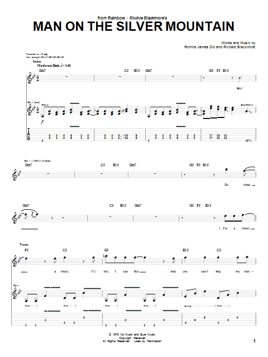 Rainbow Man On The Silver Mountain Sheet Music