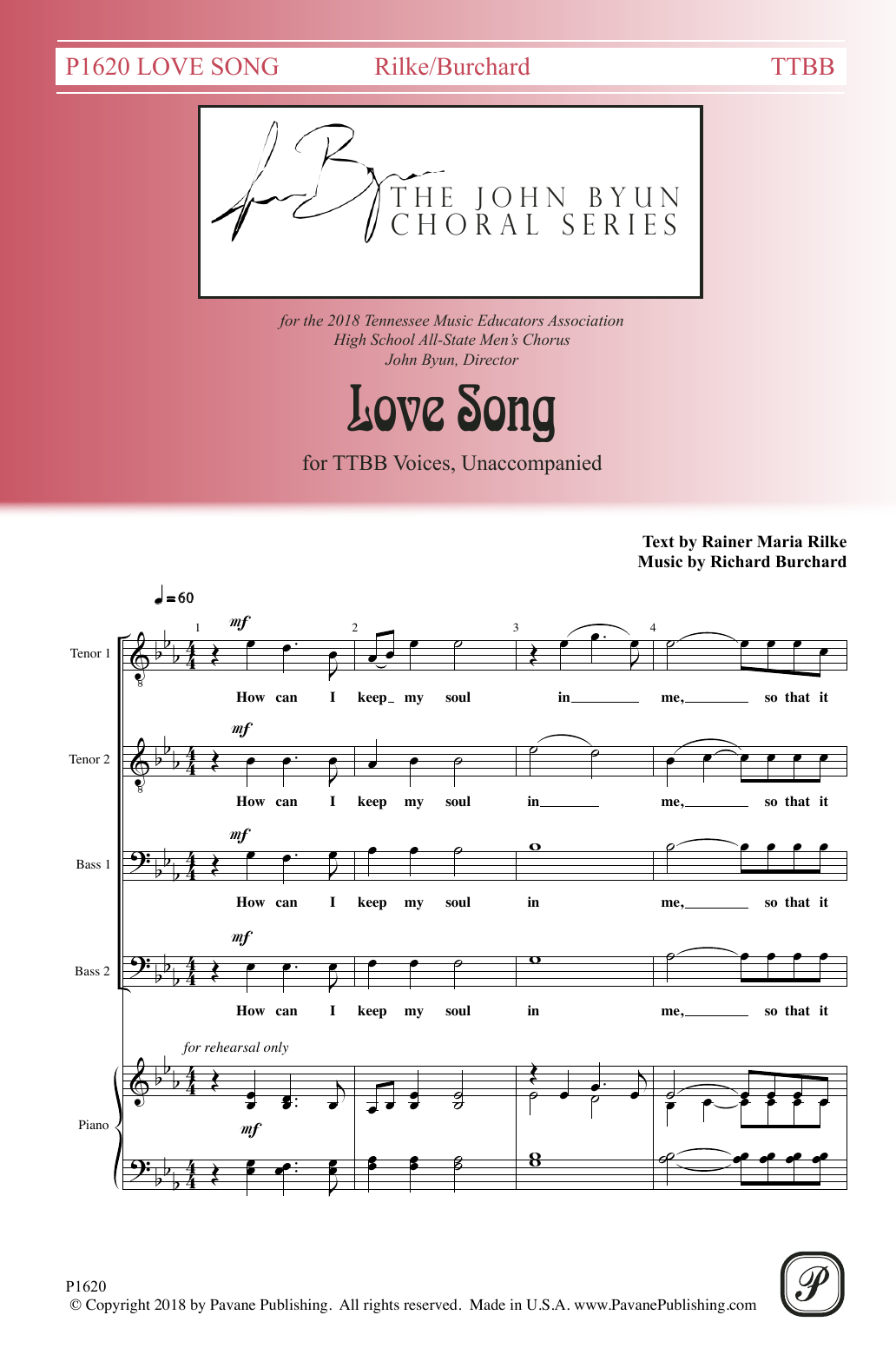 Rainer Maria Rilke Love Song Sheet Music