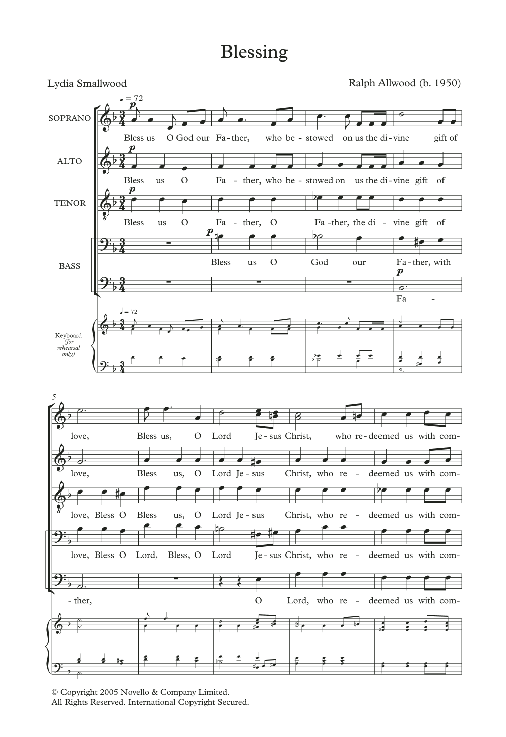 Ralph Allwood Blessing Sheet Music