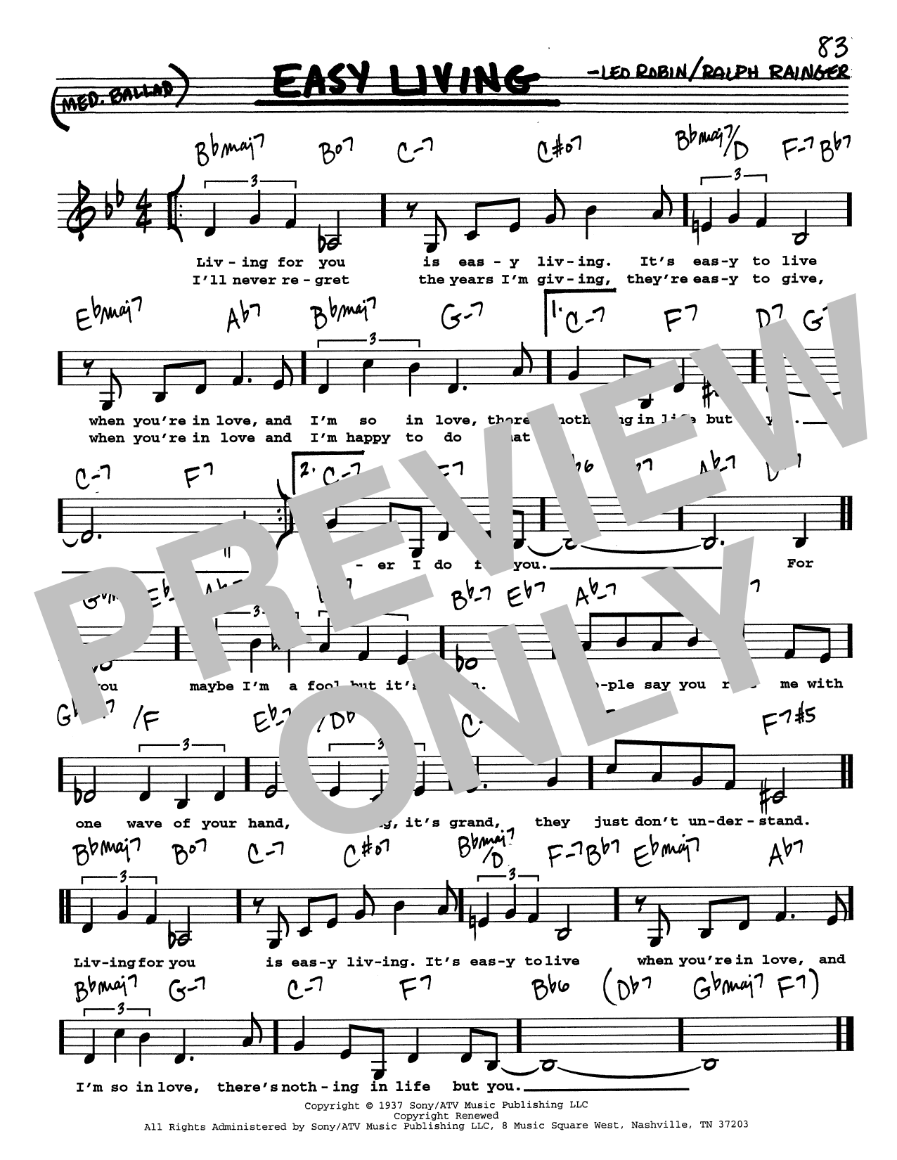 Ralph Rainger Easy Living (Low Voice) Sheet Music