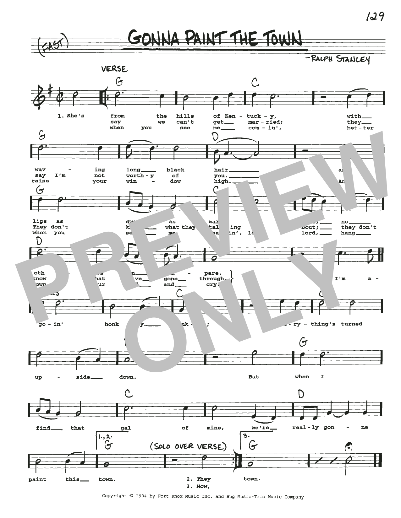 Ralph Stanley Gonna Paint The Town Sheet Music
