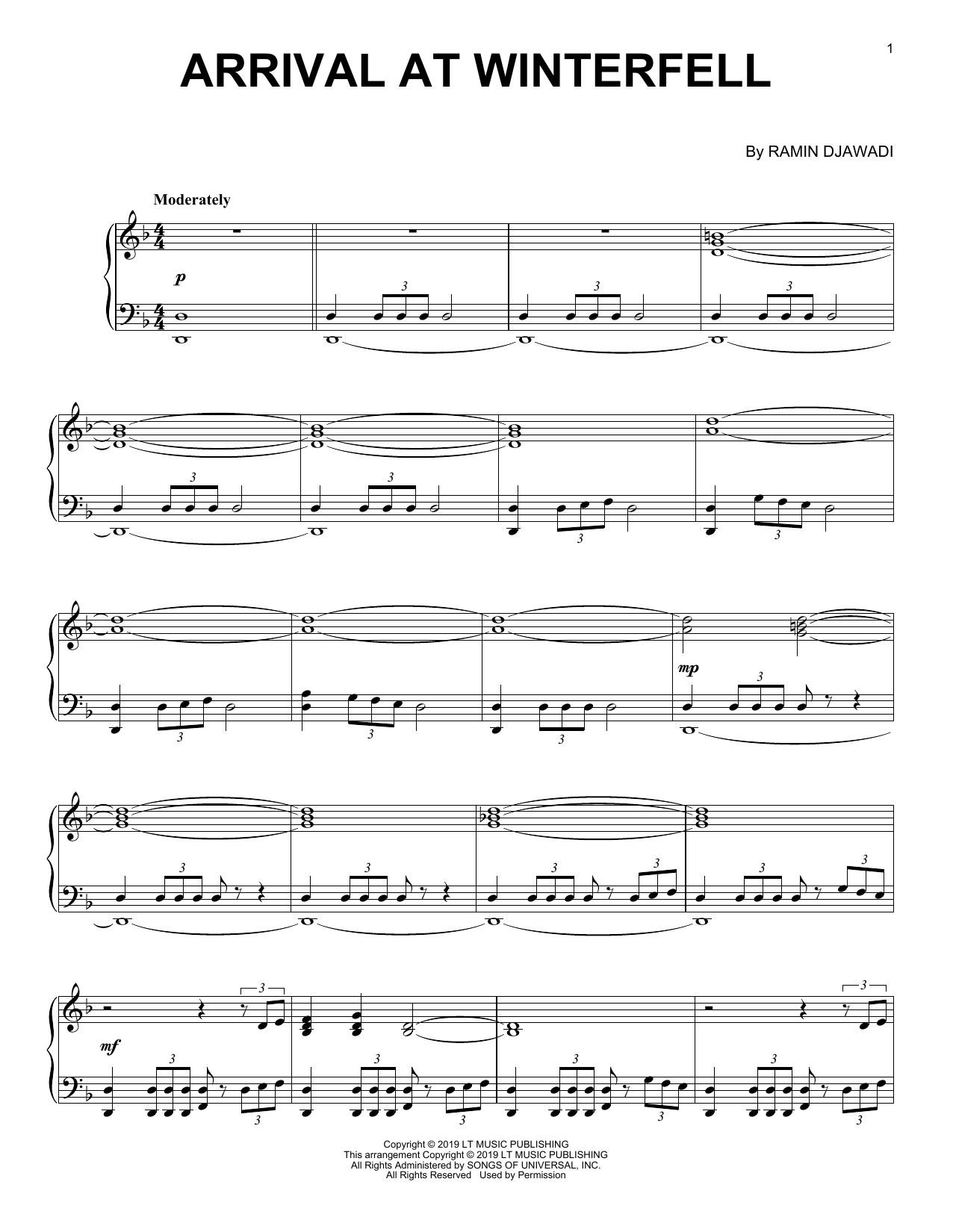 Ramin Djawadi Arrival At Winterfell (from Game of Thrones) Sheet Music