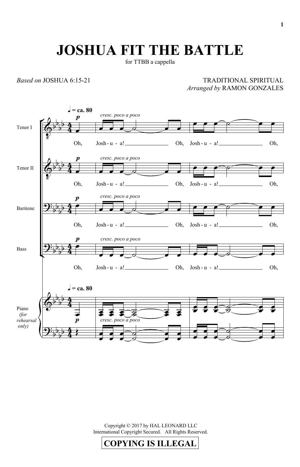Ramon Gonzales Joshua Fit The Battle Sheet Music