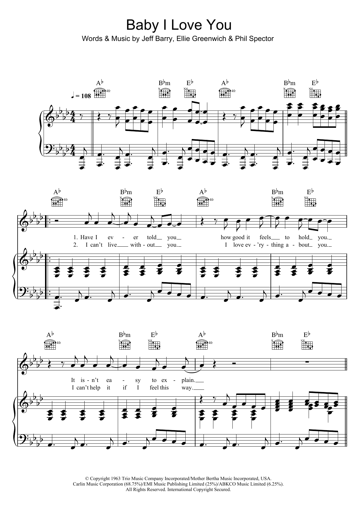 Ramones Baby I Love You Sheet Music