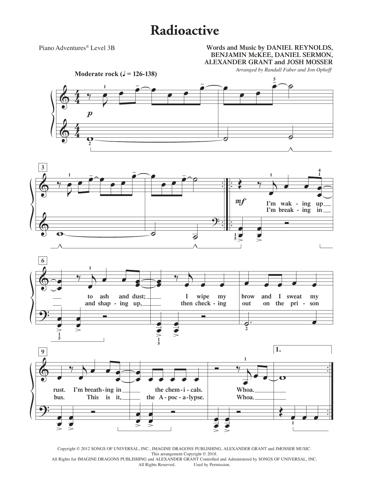 Randall Faber & Jon Ophoff Radioactive Sheet Music