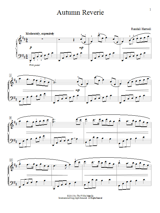 Randall Hartsell Autumn Reverie Sheet Music