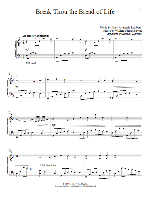 Randall Hartsell Break Thou The Bread Of Life Sheet Music